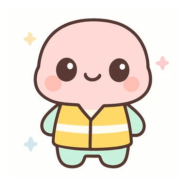 yellow safety vest, cute kawaii style sticker