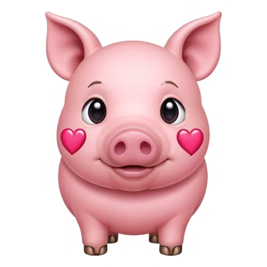 pig with hearts sticker