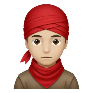 boy eyes covered with red bandana sticker