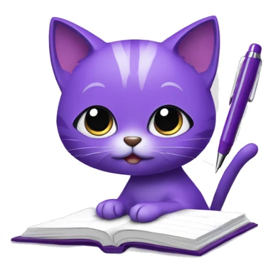 Purple humanised Cat with a notebook and pen sticker