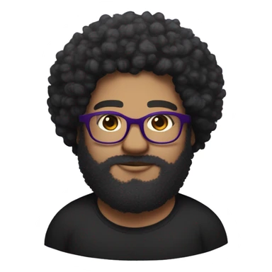 fat bearded lightskin with curly afro and glasses. give him a BLACK shirt and a little bit of freckles and give him like a purple aura around him with the words MAX AURA above him. sticker
