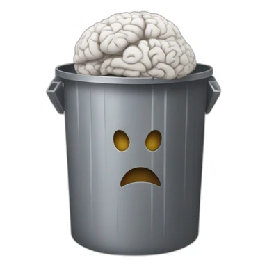a trash can with brain instead of the lid sticker