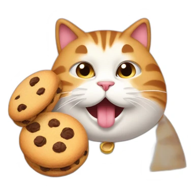 fat cat eating cookies sticker