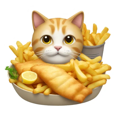 A cat with fish and chips sticker