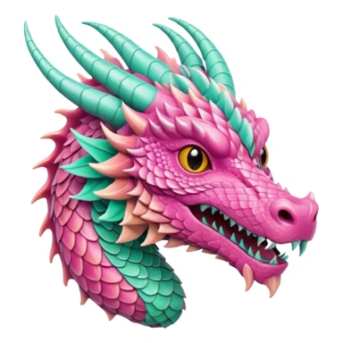 pink and mint dragon head, warm colours  sticker