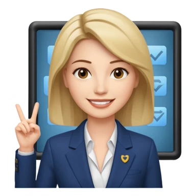 news anchor woman, with a screen with a prompter in front of her sticker