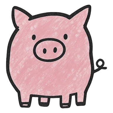 hand drawn outlined icon of a pink animal, no fill sticker