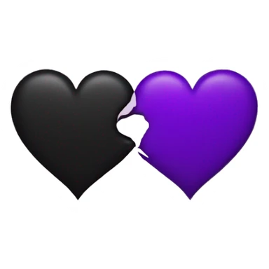 Half black and half purple split heart sticker
