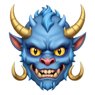 blue oni with black eye and gold iris sticker