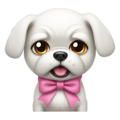Small White very angry Dog with pink bow sticker