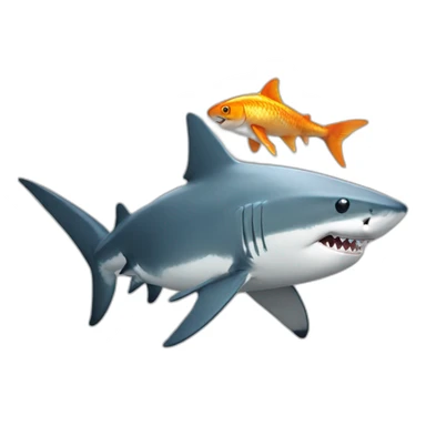 a shark with a goldfish head sticker