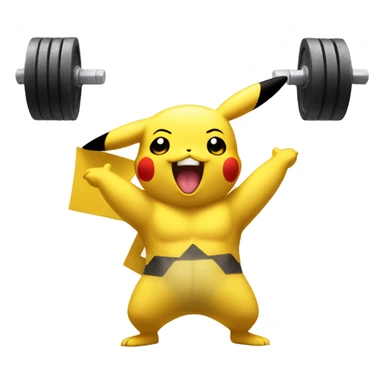 Pikachu cheering a white bodybuilder in training  sticker