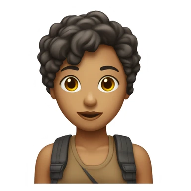 Rapariga morena com cabelo cacheado  sticker