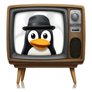 television with penguin on screen sticker