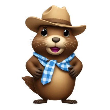 Beaver wearing a cowboy hat with a check in hand sticker
