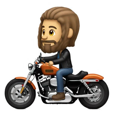 Create an emoji of a long-bearded Harley rider riding his Sportster 883. sticker