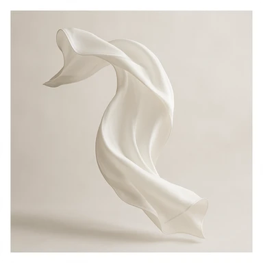 white silk scarf, fluttering in the air, delicate and luxurious, minimal background sticker