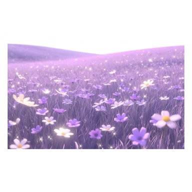 Shiny beautiful glossy purply pastel whitish light sparkly glittery sunny bright lavender lilac flower fields aesthetic scenery grass field cottagecore pastelcore lavendercore realistic real life landscape  sticker
