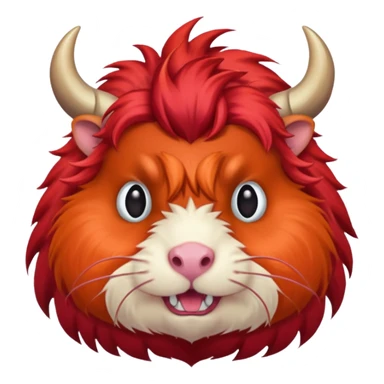 all red guinea pig demon with large horns sticker