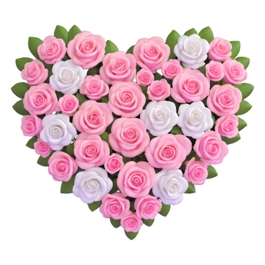 heart-shaped arrangement of pink and white roses sticker