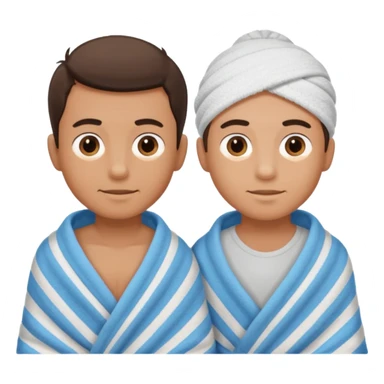 un niño y un hombre tirando de una toalla en cada extremo sticker