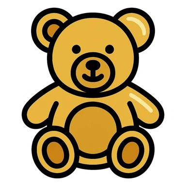 gold teddy bear, metallic, shiny icon sticker