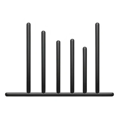 Minimalistic flat vector icon, iOS style, thin black contour on white background. Bars in ascending order like a sorting visualization. Clean, no text, no shadows sticker