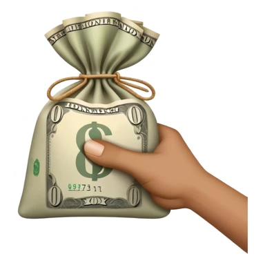 a hand holding a bag of money sticker
