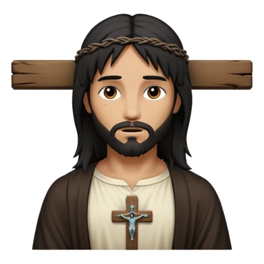 jesus-body-on-the-cross, with black edgy  Emo hair sticker