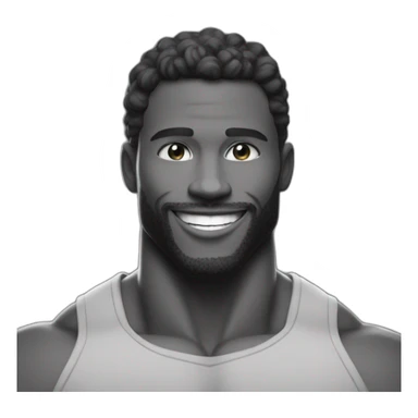 Giga Chad smiling black and white musculation meme a little from profile sticker