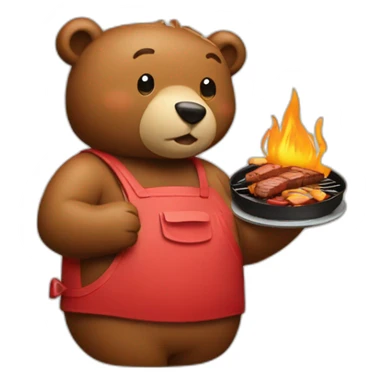 Bear and barbecue sticker