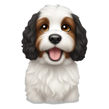 cute white dog and cute black brown and white cavoodle sticker