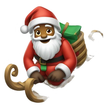 sledding santa claus sticker