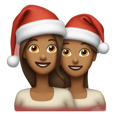 Three brown sisters wearing Christmas hats sticker