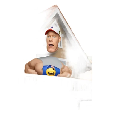 John Cena on top of a house  sticker