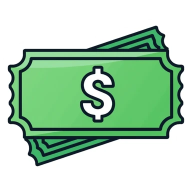 A green raffle ticket with a number on it, green color scheme sticker