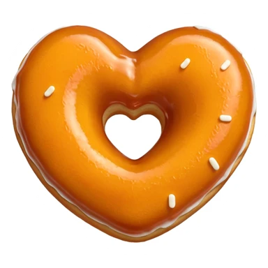 Realistic isolated heart shaped donut with orange & glaze. sticker