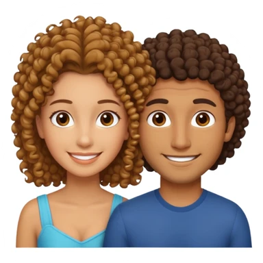 married curly girl & straight hair brown guy sticker