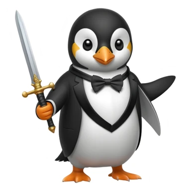 Penguin holding a sword sticker