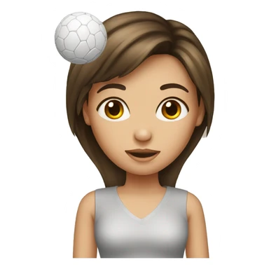 Brunette girl with ball on hair head sticker