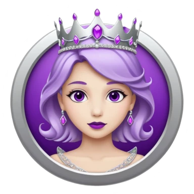 Purple shadow rose flower silver circle plaque with silver tiara sticker