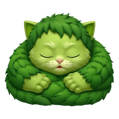 Incredible Hulk curled up like a small cute kitten, lying down, eyes closed, sleeping sticker