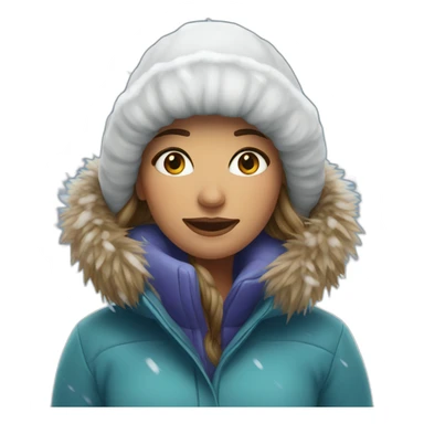 woman under snow sticker