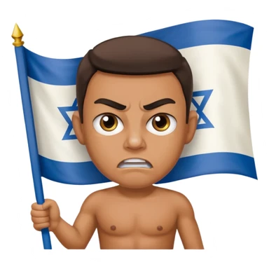 İsrail Bayrak tutan ve çok kızgın bakan adam sevmemiş gibi sticker