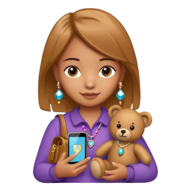 new mobile phone adorned with sparkling beads, and a teddy bear key-ring which attached to her handbag sticker