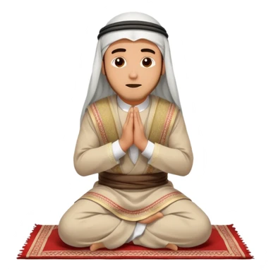 a man wearing traditional arab outfit with shemagh in prostration salah sticker