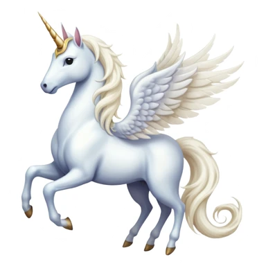 Cinematic Noble Unicorn with wings, slender with a flowing mane and tail and spiraled horn sticker