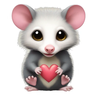 Opossum with hearts around it sticker
