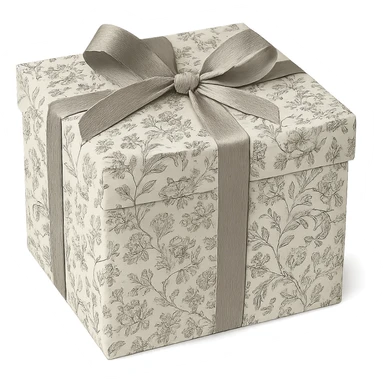 Elegant Rococo pale black white ditsy floral gift box  , remove background sticker