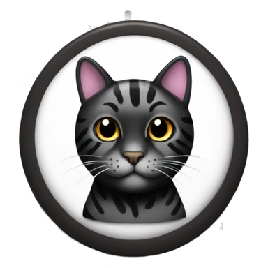 Black tiger cat with white dot on moutj sticker